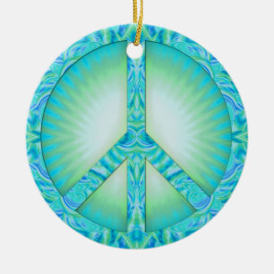 Blaue Friedenssymbol-Verzierung Keramikornament