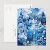 Blaue friedliche Küsten-Strandhäuschen Postkarte (Vorne/Hinten)
