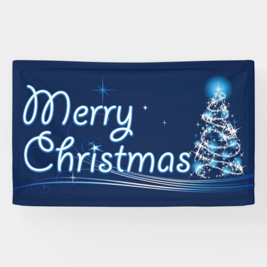 Blaue frohe Weihnachten Banner (Horizontal)