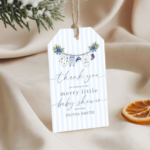 Blaue fröhliche Babyparty-Wäscheleine für Jungen Geschenkanhänger