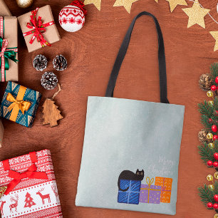 Blaue fröhliche süße Weihnachtsgeschenke für Katze Tasche