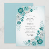 Blaue frostige Winterhochzeit Einladung (Vorne/Hinten)