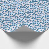 Blaue Früchte, rosa Blätter, nahtloses Design. Geschenkpapier (Ecke)
