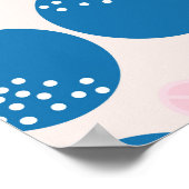 Blaue Früchte, rosa Blätter, nahtloses Design. Poster (Ecke)