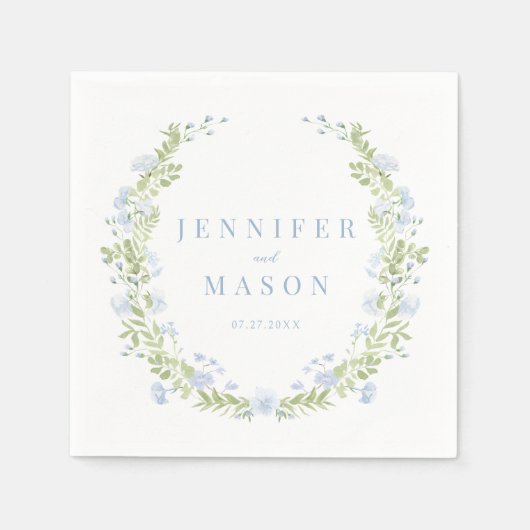 Blaue Frühling Blume rustikale Hochzeit Papa Napki Serviette (Vorderseite)