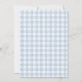 Blaue Frühlingsblumen-Gingham-Coquette-Brautparty Einladung (Rückseite)