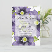 Blaue Frühlingsblumen Save the Date Karte (Stehend Vorderseite)