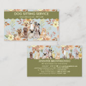 Blaue Frühlingsblumen Wasserfarben Hunde Visitenkarte (Vorne/Hinten)