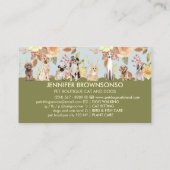 Blaue Frühlingsblumen Wasserfarben Hunde Visitenkarte (Rückseite)