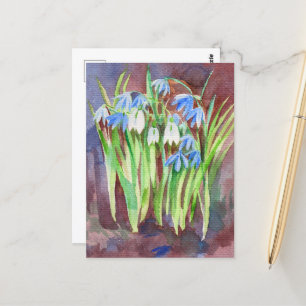 Blaue Frühlingsblumenmalerei des sibirischen Blaus Postkarte