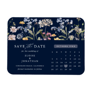 Blaue Frühlingssäule Wildblume Save the Date Magnet