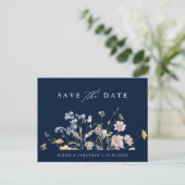 Blaue Frühlingssäule Wildblume Save the Date Postkarte (Stehend Vorderseite)