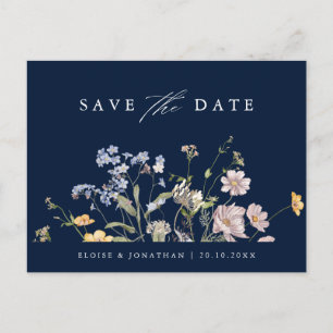 Blaue Frühlingssäule Wildblume Save the Date Postkarte