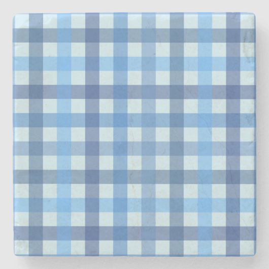 Blaue Fünf-Farben-Gingham-Muster-Steinuntersetzer  Steinuntersetzer (Vorderseite)