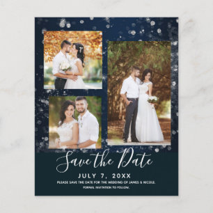 Blaue Funkellichter Hochzeitsfoto Save-the-Date