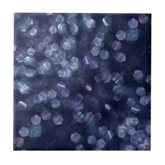 Blaue Funkelnde Bokeh-Lichter Fliese (Vorderseite)