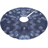 Blaue Funkelnde Bokeh-Lichter Polyester Weihnachtsbaumdecke (Schrägansicht)