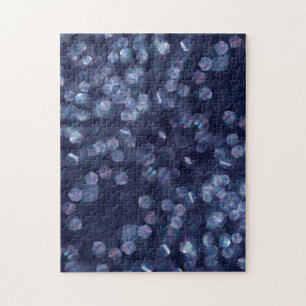 Blaue Funkelnde Bokeh-Lichter Puzzle