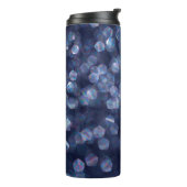 Blaue Funkelnde Bokeh-Lichter Thermosbecher (Nach links gedreht)