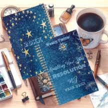Blaue funkelnde Glitzersterne  Neujahrsvorsatz