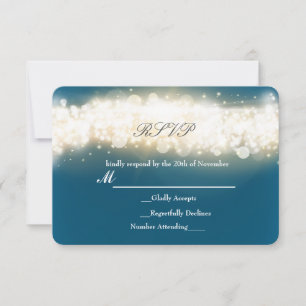 Blaue Funkelnde Licht Explosion Hochzeit RSVP Kart Karte