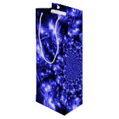 Blaue funkelnde Lichter Geschenktüte Für Weinflaschen (Rückseite Schrägansicht)