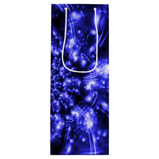Blaue funkelnde Lichter Geschenktüte Für Weinflaschen (Vorderseite)
