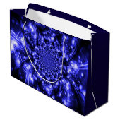 Blaue funkelnde Lichter Große Geschenktüte (Rückseite Schrägansicht)