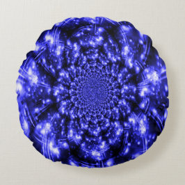 Blaue funkelnde Lichter Rundes Kissen