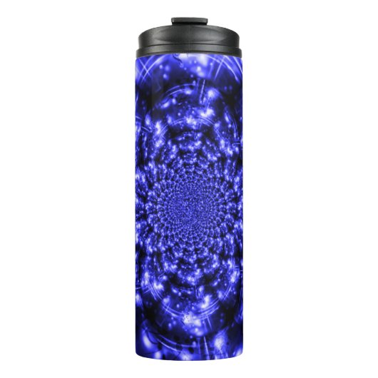 Blaue funkelnde Lichter Thermosbecher (Vorderseite)