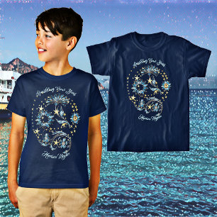 Blaue funkelnde Neujahrs-Glitzersterne Florale Par T-Shirt