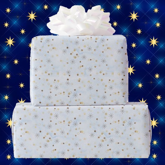 Blaue funkelnde Sterne Feiertagsgeschenkverpackung Geschenkpapier