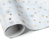 Blaue funkelnde Sterne Feiertagsgeschenkverpackung Geschenkpapier (Rolleneckpunkt)
