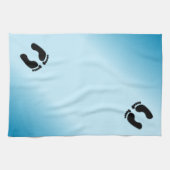 Blaue Fußabdrücke Geschirrtuch (Horizontal)