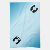 Blaue Fußabdrücke Geschirrtuch (Vertikal)