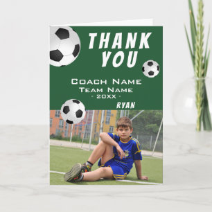Blaue Fußball-Foto-Dankeschön-Karte für den Traine Dankeskarte