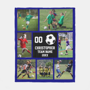 Blaue Fußball-Fotocollage-Fleece-Decke Fleecedecke