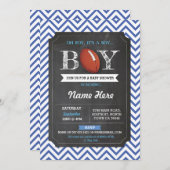 Blaue Fußball-Jungen-Babyparty-Rugby-Einladung Einladung (Vorne/Hinten)