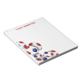 Blaue Fußballbälle Akzent individuelle Name Notizblock (angewinkelt)