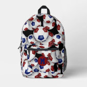 Blaue Fußballbälle mit Monogramm Bedruckter Rucksack (Vorderseite)