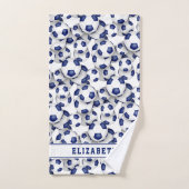 Blaue Fußballbälle Muster Sportler oder Trainer Badhandtuch Set (Handtuch)