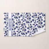 Blaue Fußballbälle Muster Sportler oder Trainer Badhandtuch Set (Handtuch)