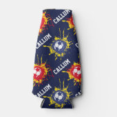 Blaue Fußballmannschaft personalisiert Flaschenkühler (Vorderseite)