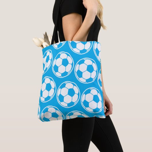 Blaue Fußballmuster-Schraubengrafik Tasche (Von Nahem)