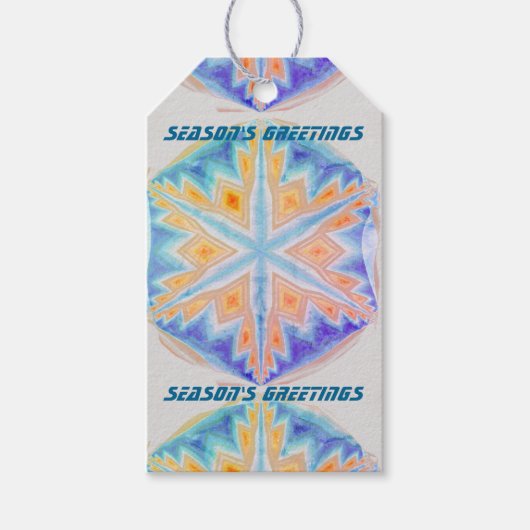 Blaue futuristische Kristallschneeflocken Weihnach Geschenkanhänger (Vorderseite)