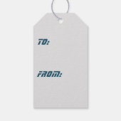 Blaue futuristische Kristallschneeflocken Weihnach Geschenkanhänger (Rückseite)