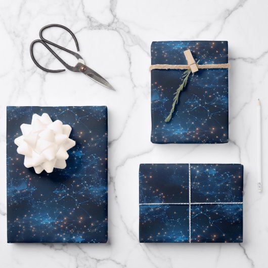 Blaue Galaxie Abstract Geschenkpapier Set (Vorderseite)
