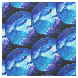 Blaue Galaxie Aquarellkunst Stoff