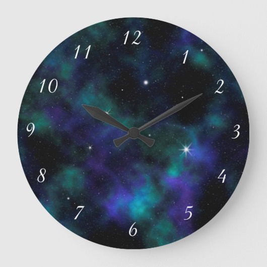 Blaue Galaxie Große Wanduhr (Vorderseite)