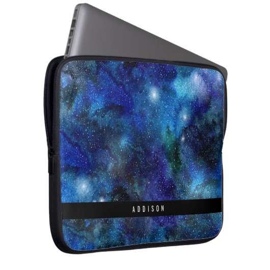 Blaue Galaxie hat personalisierte Laptop-Hülse in Laptopschutzhülle (Vorne Rechts)